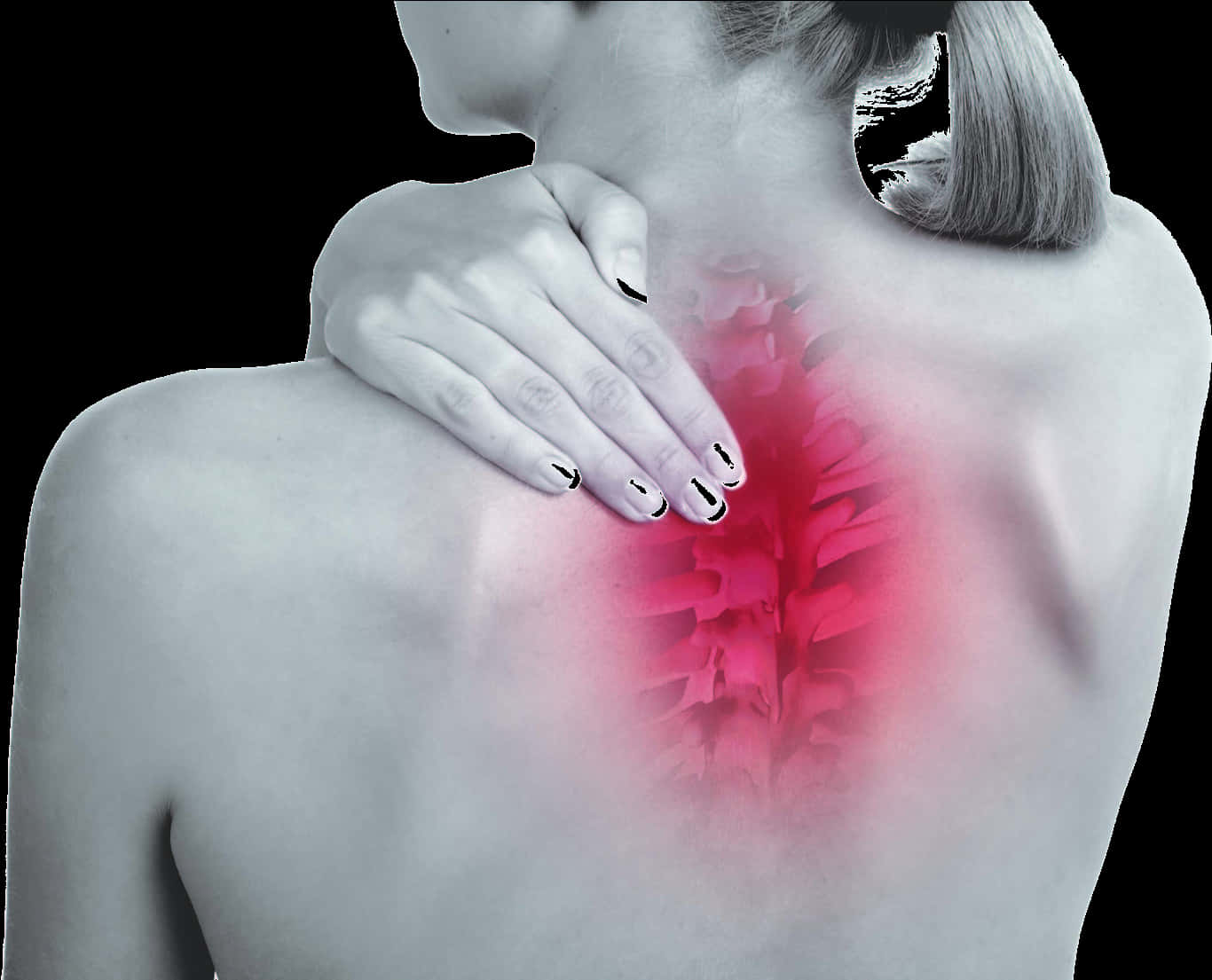 Woman Experiencing Shoulder Pain PNG