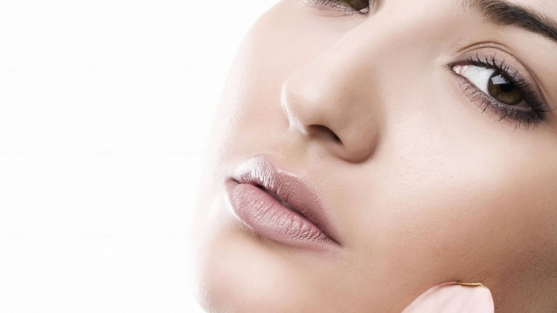 Woman Face Pale Lips Wallpaper
