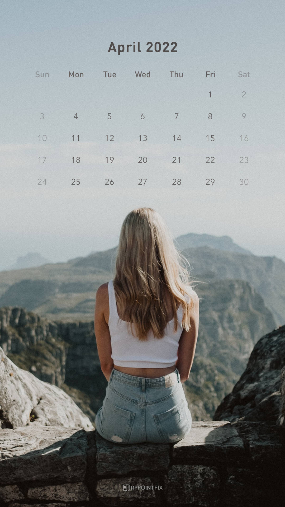 Woman Facing Back April 2022 Calendar Background