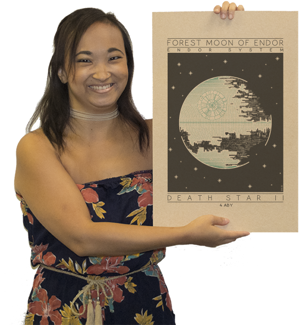 Woman Holding Death Star Poster PNG