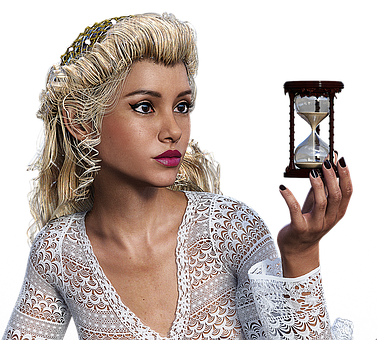 Woman Holding Hourglass Portrait PNG