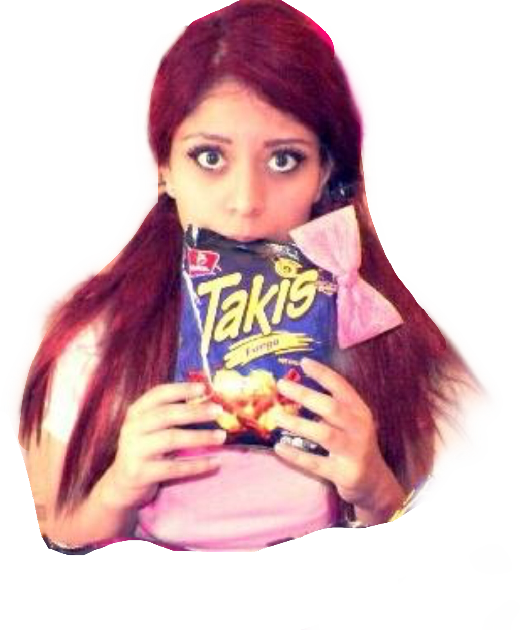 Woman Holding Takis Bag PNG