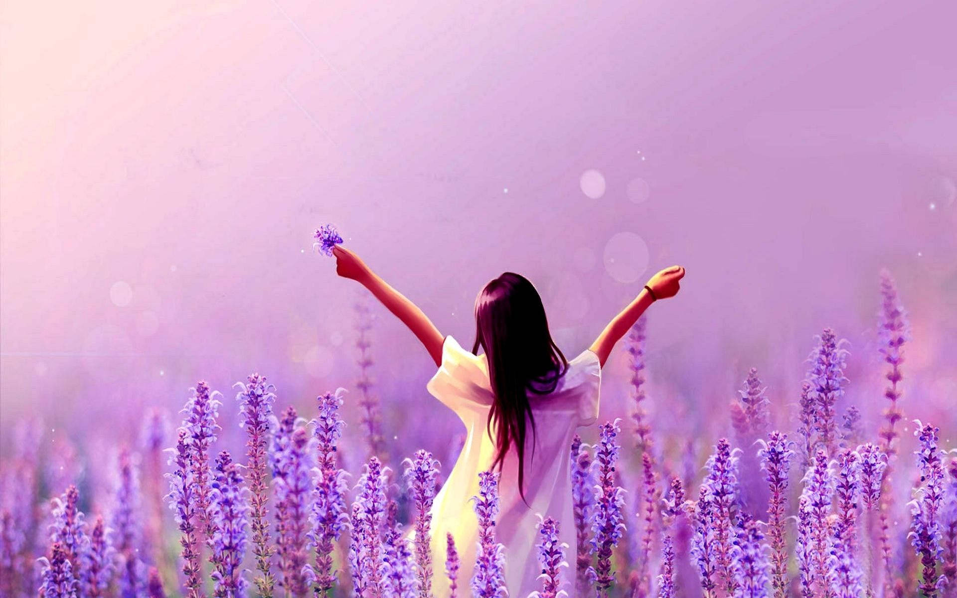 Woman In Lavender Desktop Wallpaper