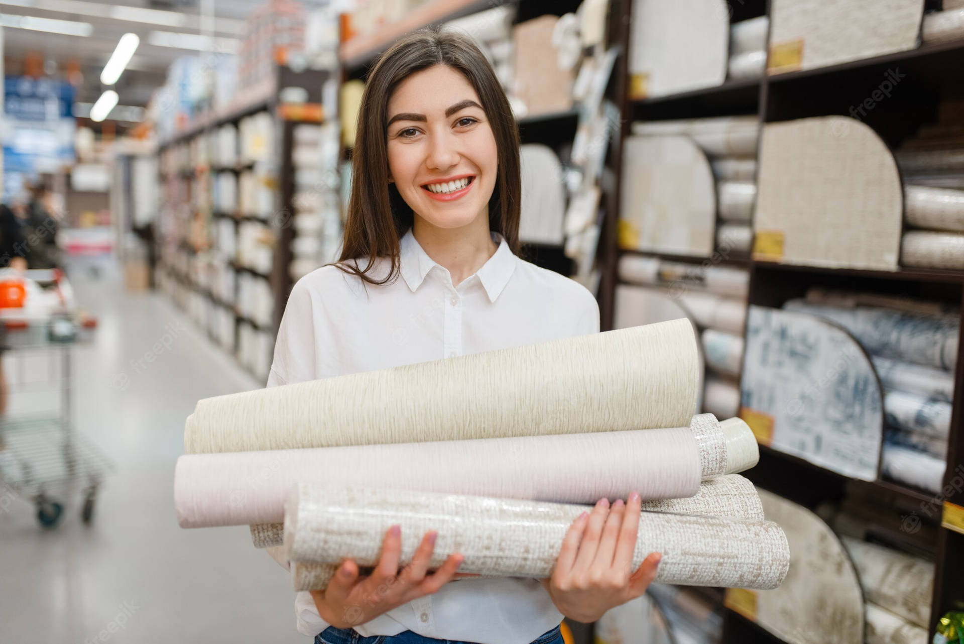 Woman In Supply Store Wallpaper