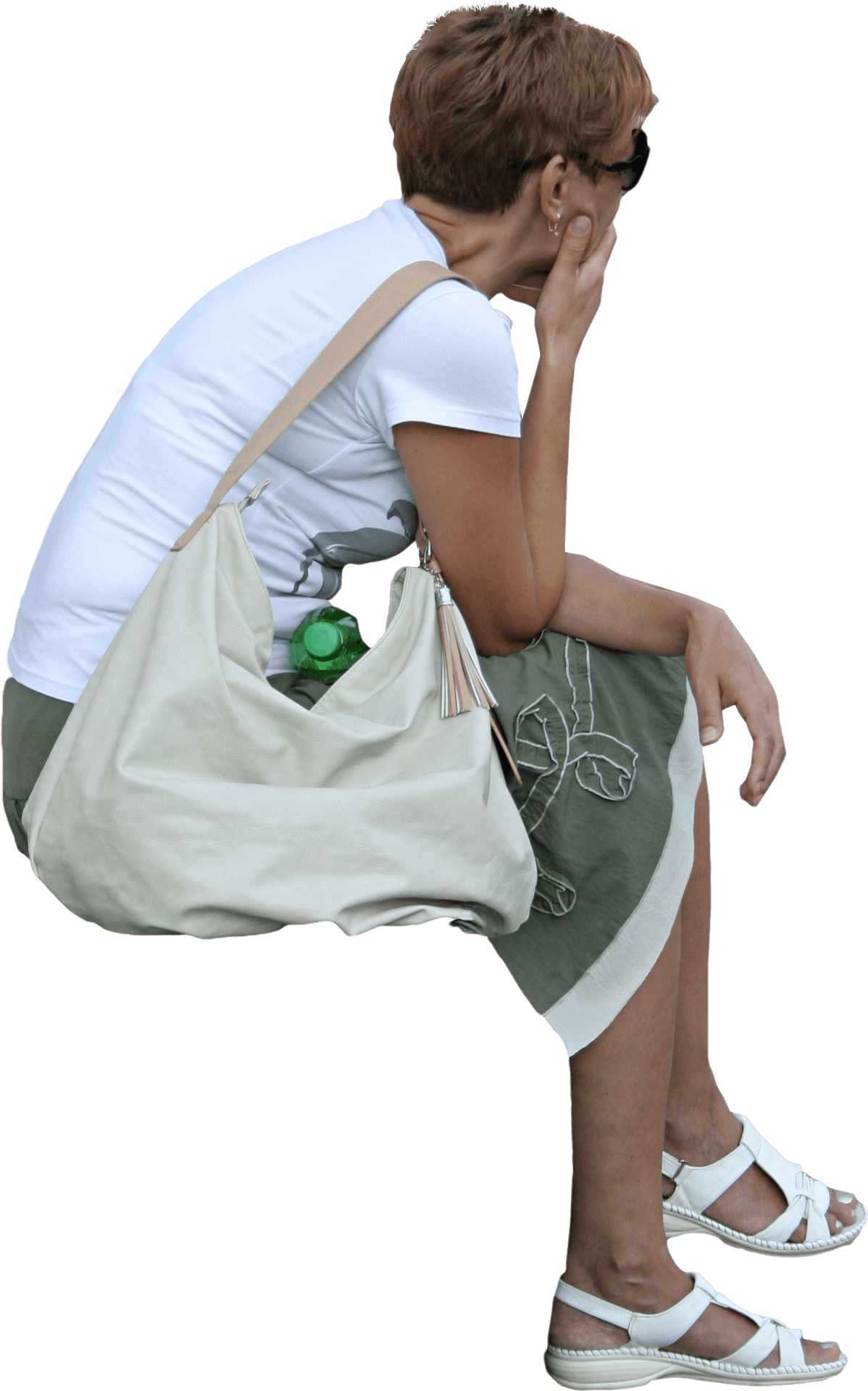 Download Woman Leaning Over With Bag