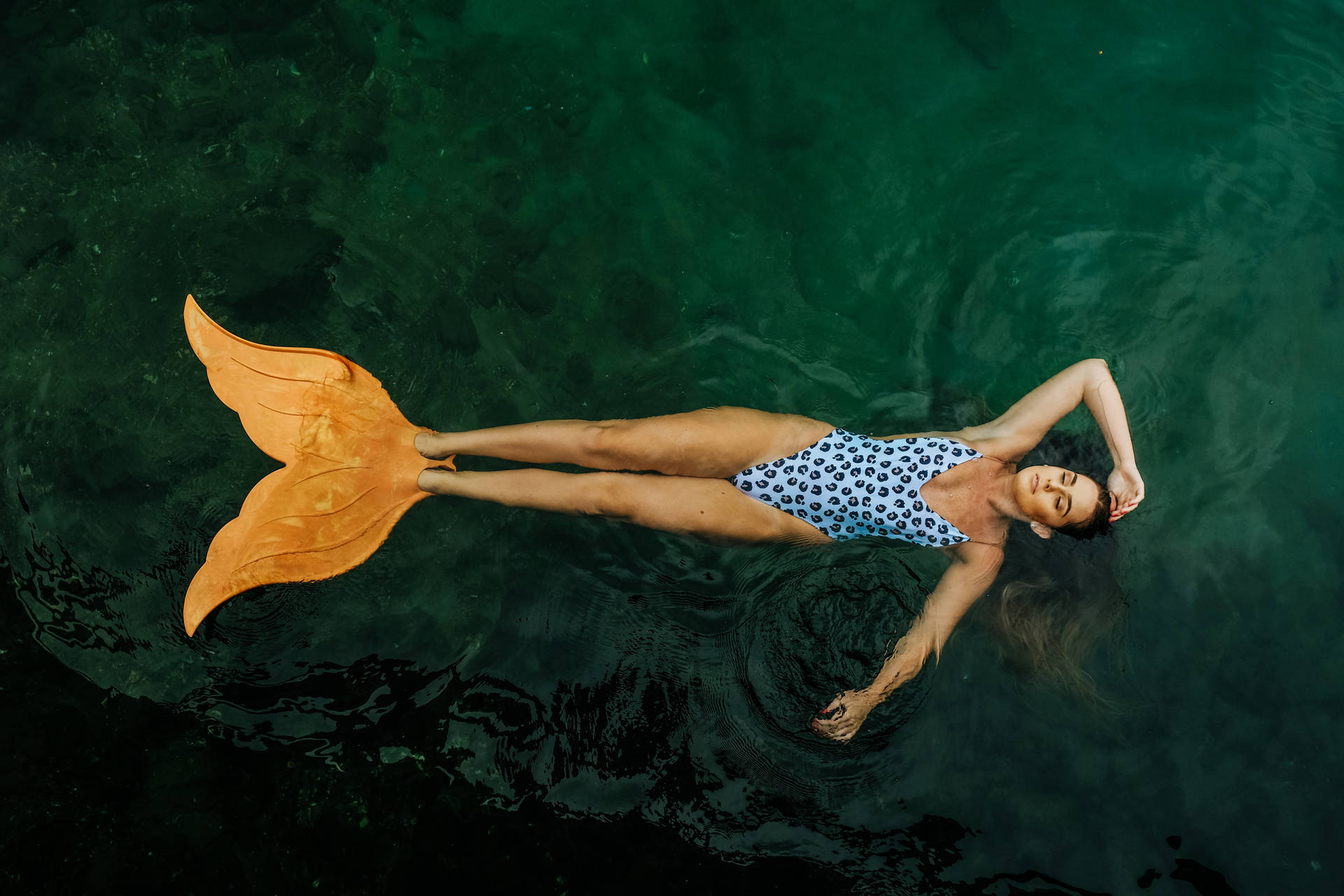 Woman Mermaid Flippers Wallpaper