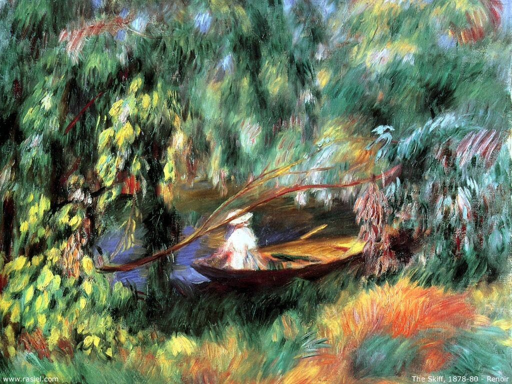 Woman On A Watercraft By Renoir Wallpaper