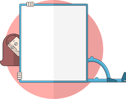 Woman Peeking Behind Notepad PNG