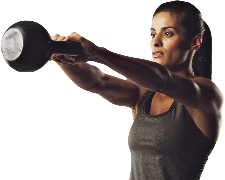 Woman Performing Kettlebell Exercise PNG