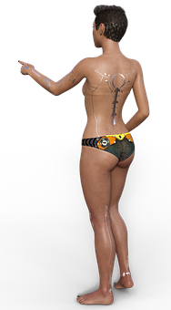 Woman Pointingin Bikini Bottoms PNG