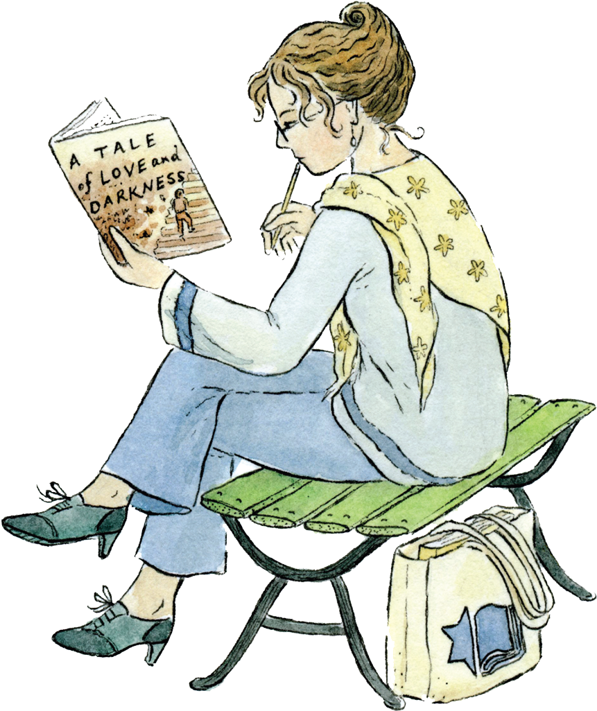 Woman Reading Book Park Bench Illustration PNG