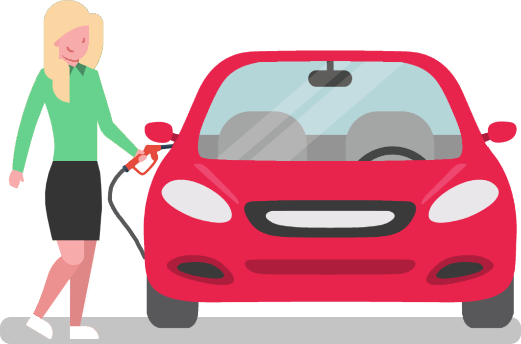 Woman Refueling Car Insurance Concept PNG