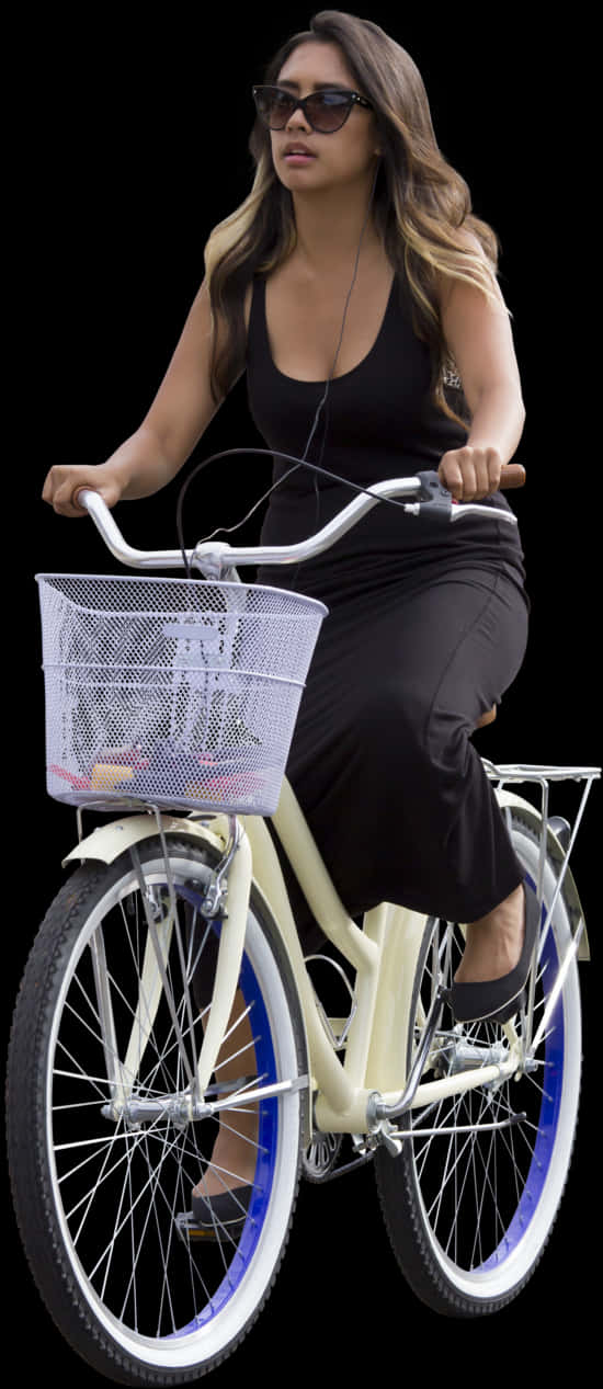 Woman Riding Bicycle Casual Attire PNG