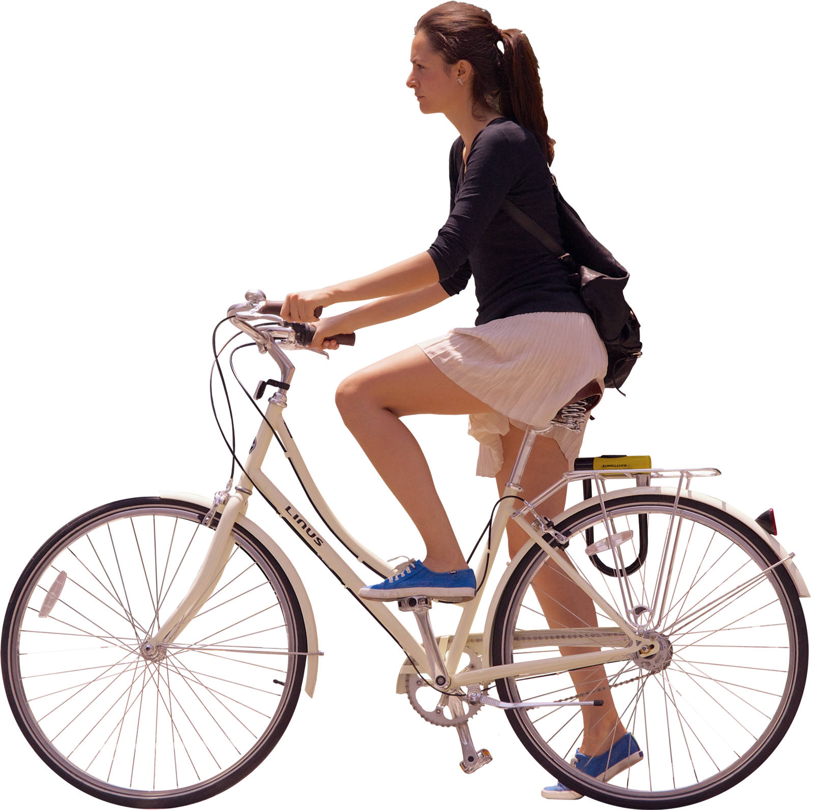 Woman Riding Bicycle Casually PNG