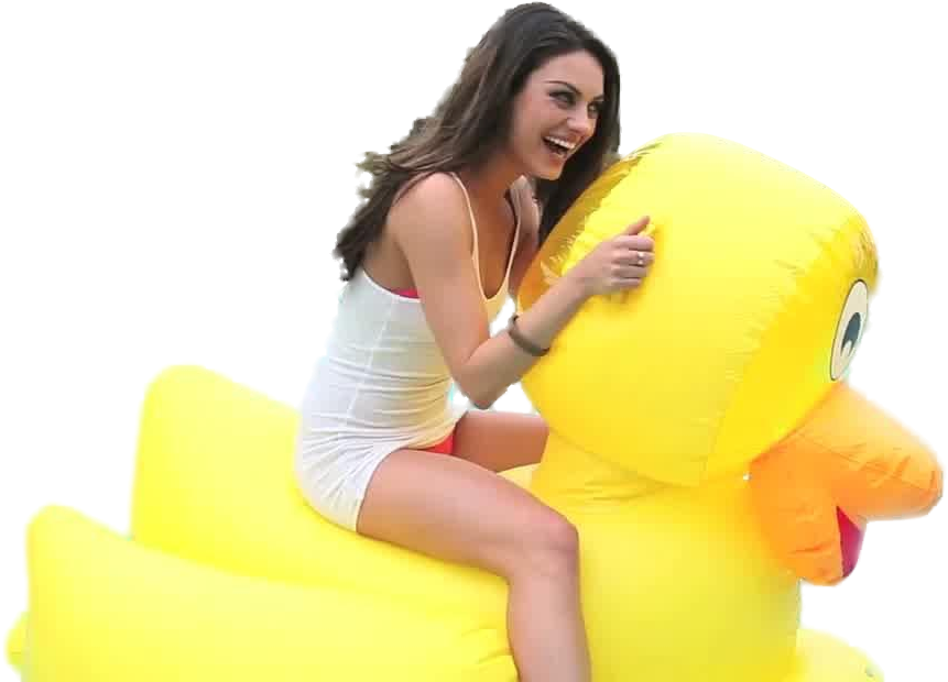 Woman Riding Giant Rubber Duck PNG