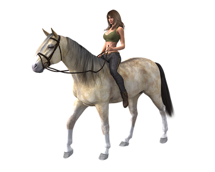 Woman Riding Horse3 D Render PNG