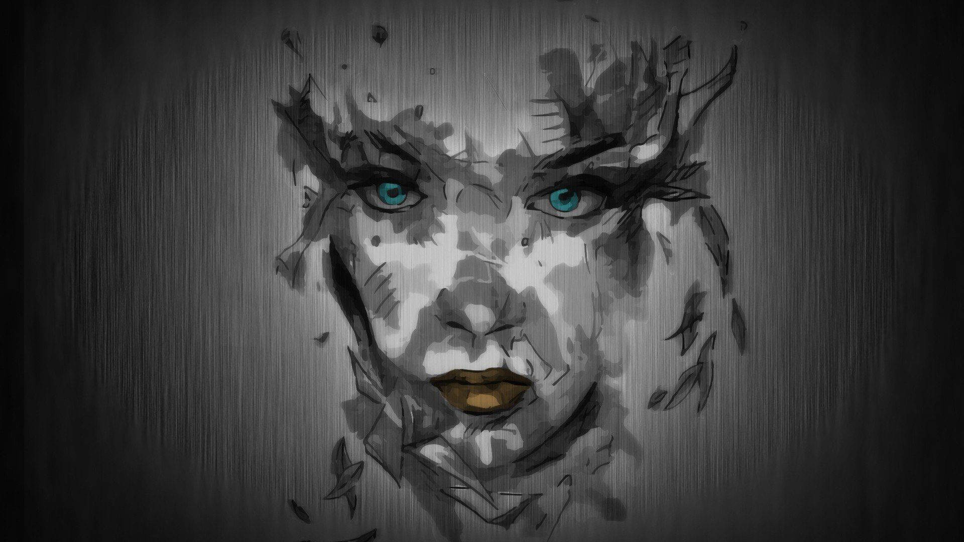 Woman's Face In Dark Grey Wallpaper