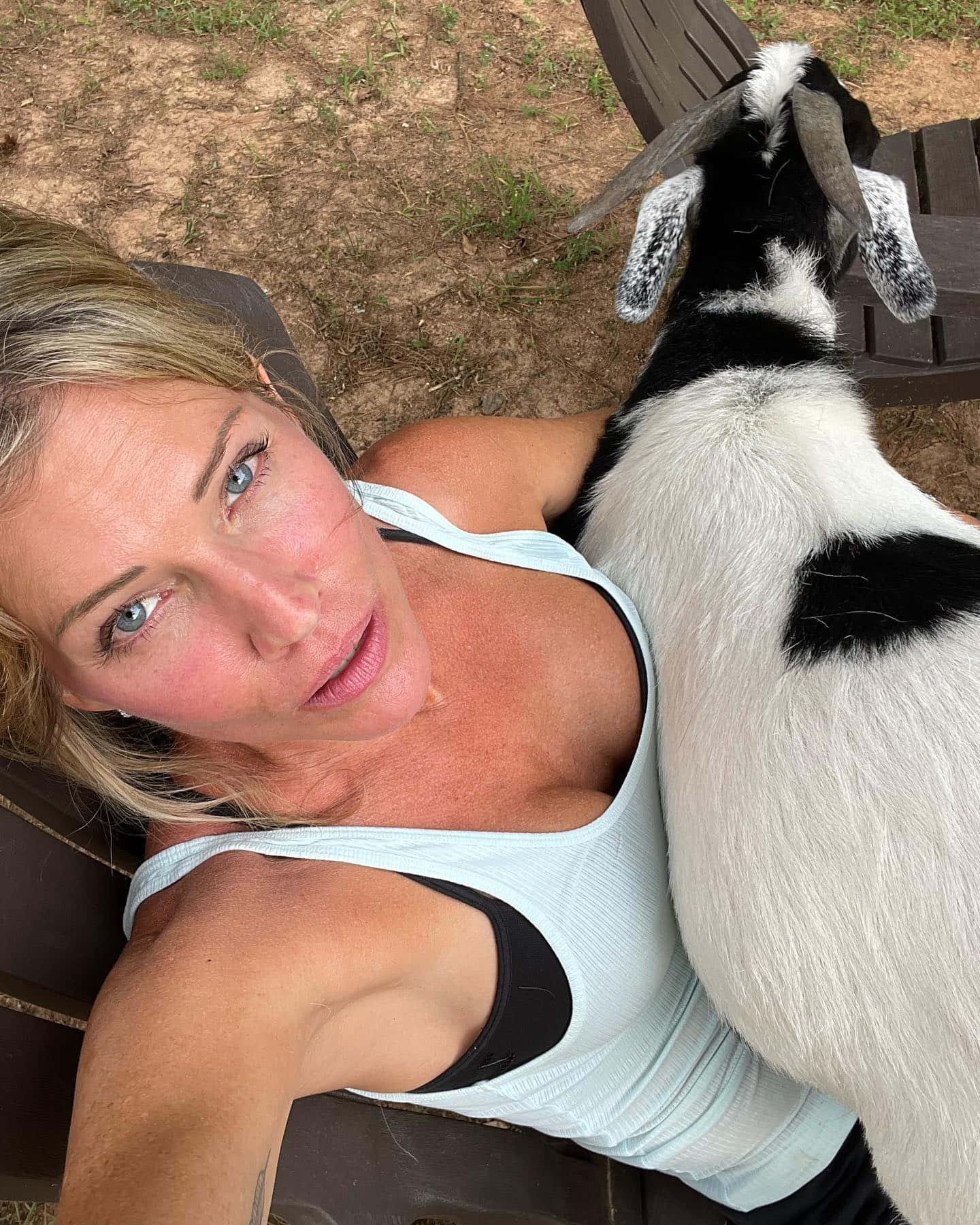 Woman Selfie With Goat Wallpaper