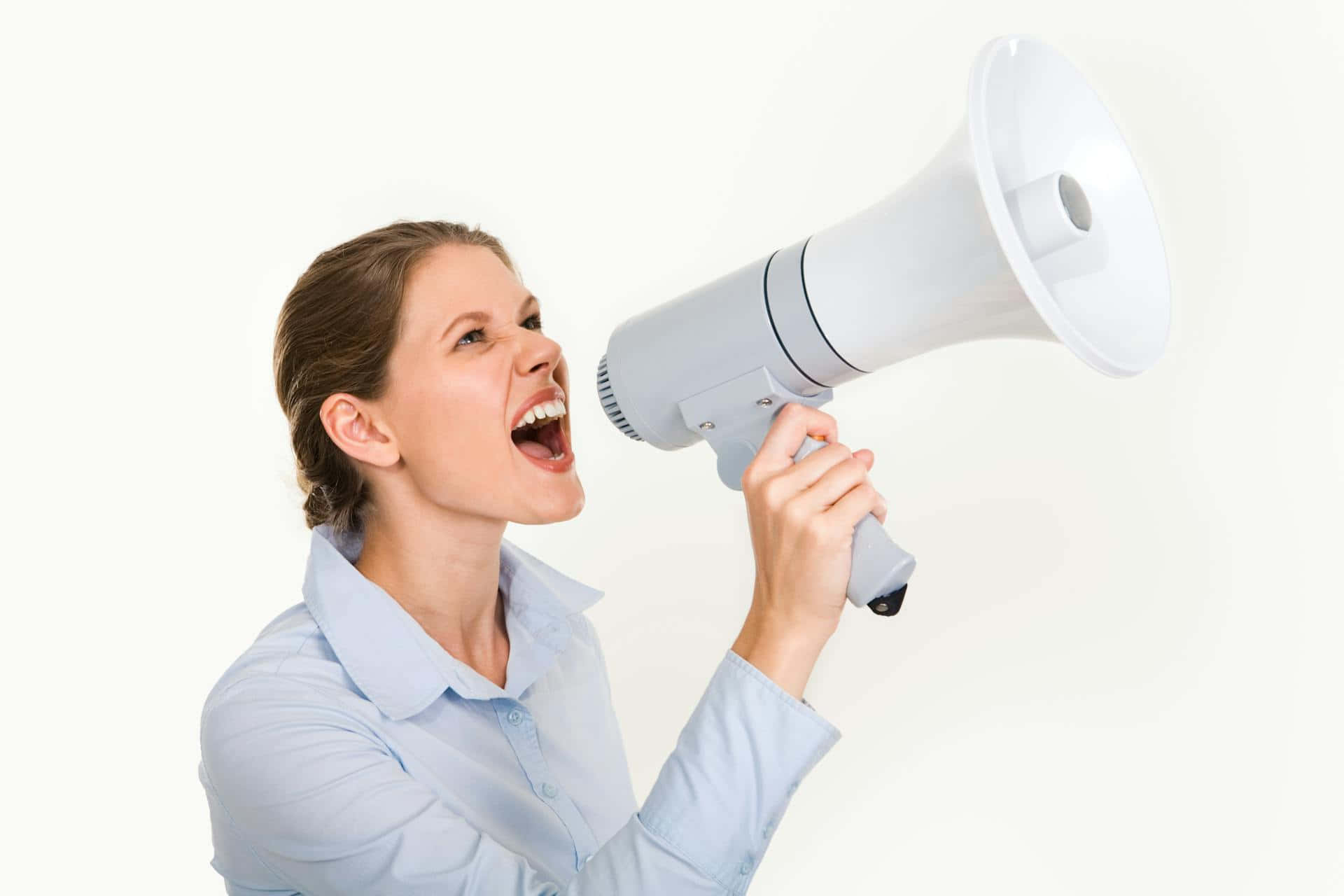 Woman Shouting Through Megaphone Wallpaper