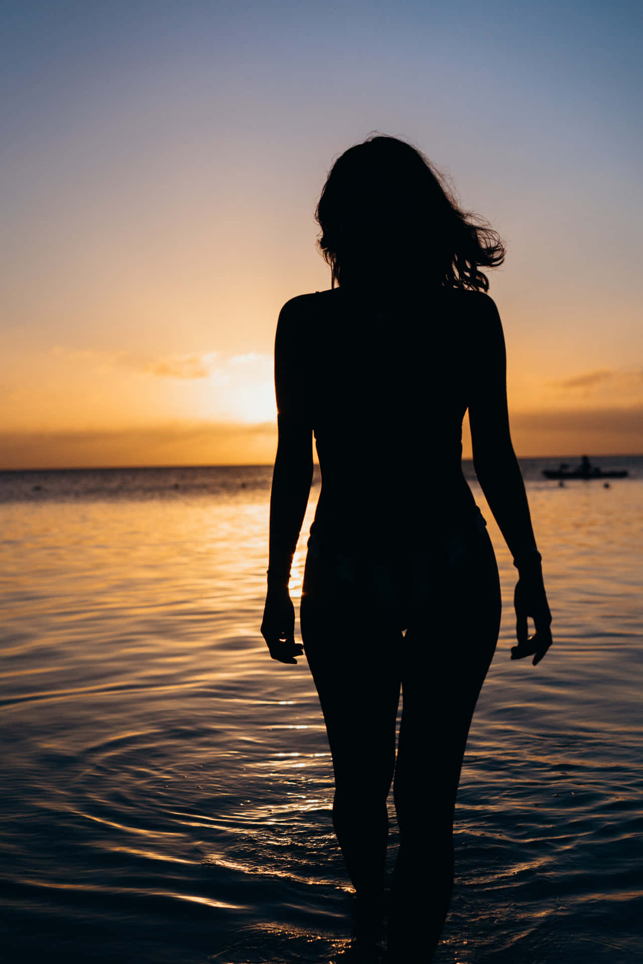 Woman Silhouette On Water Wallpaper
