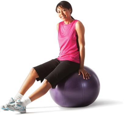 Woman Sittingon Fitness Ball PNG