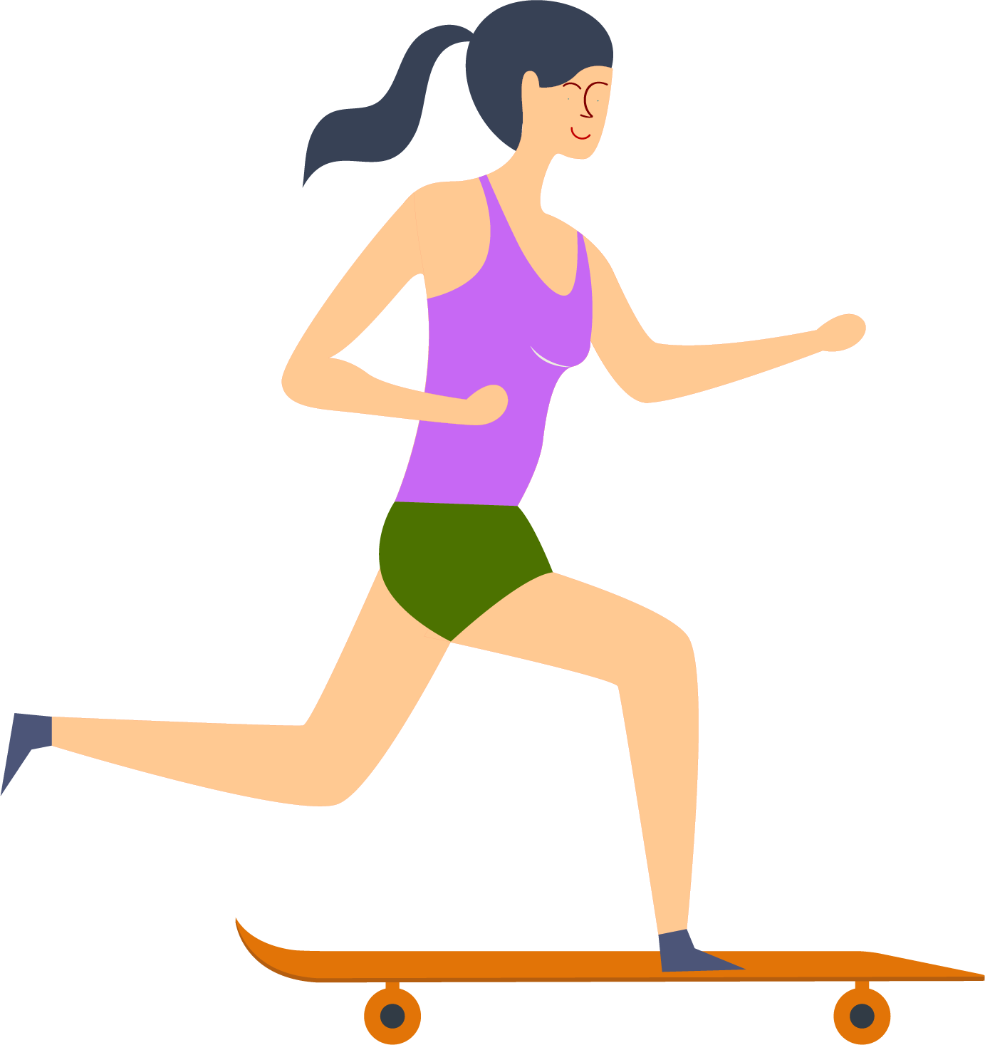 Woman Skateboarding Fitness Illustration PNG