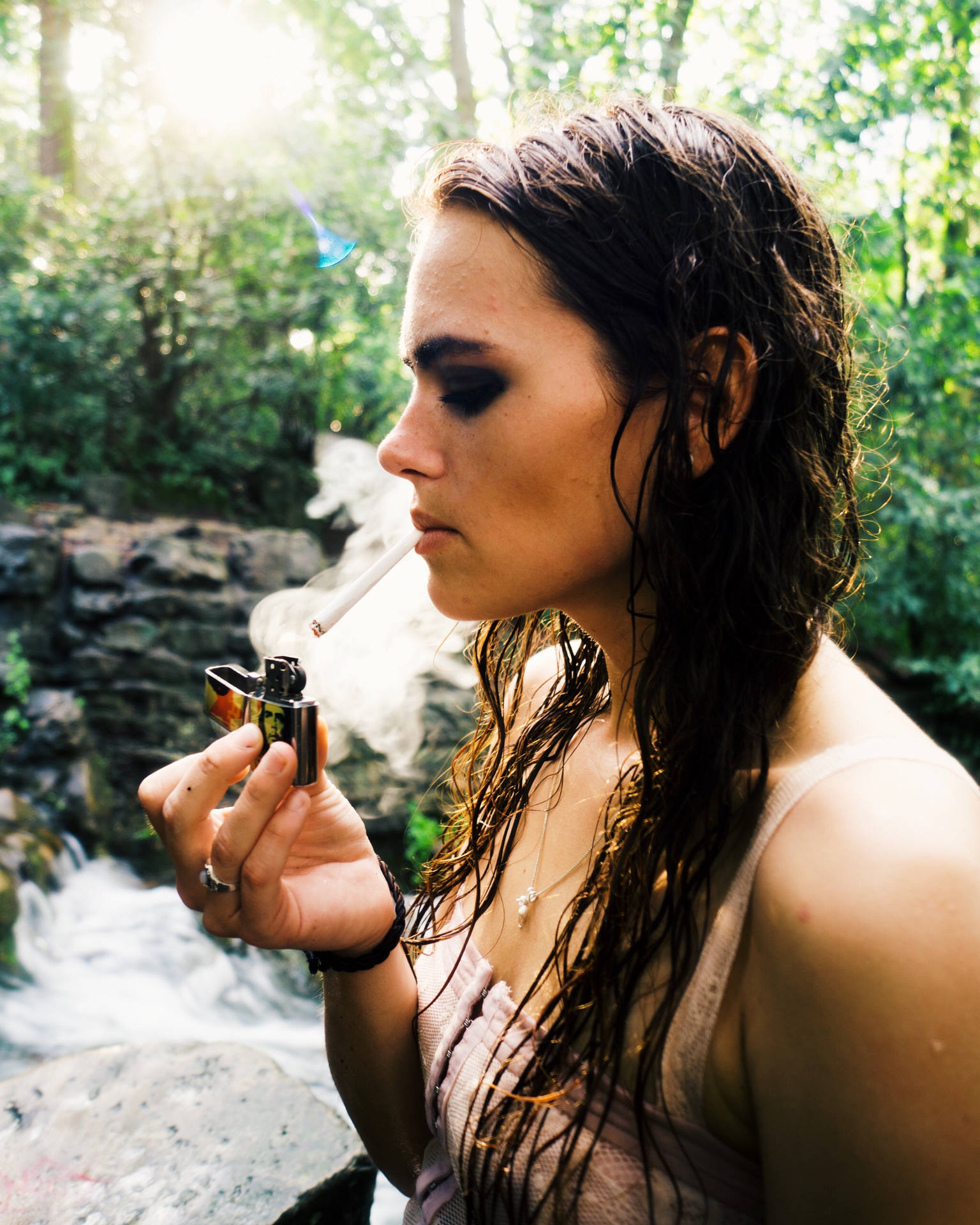 Woman Smoking Weed Joint Wallpaper