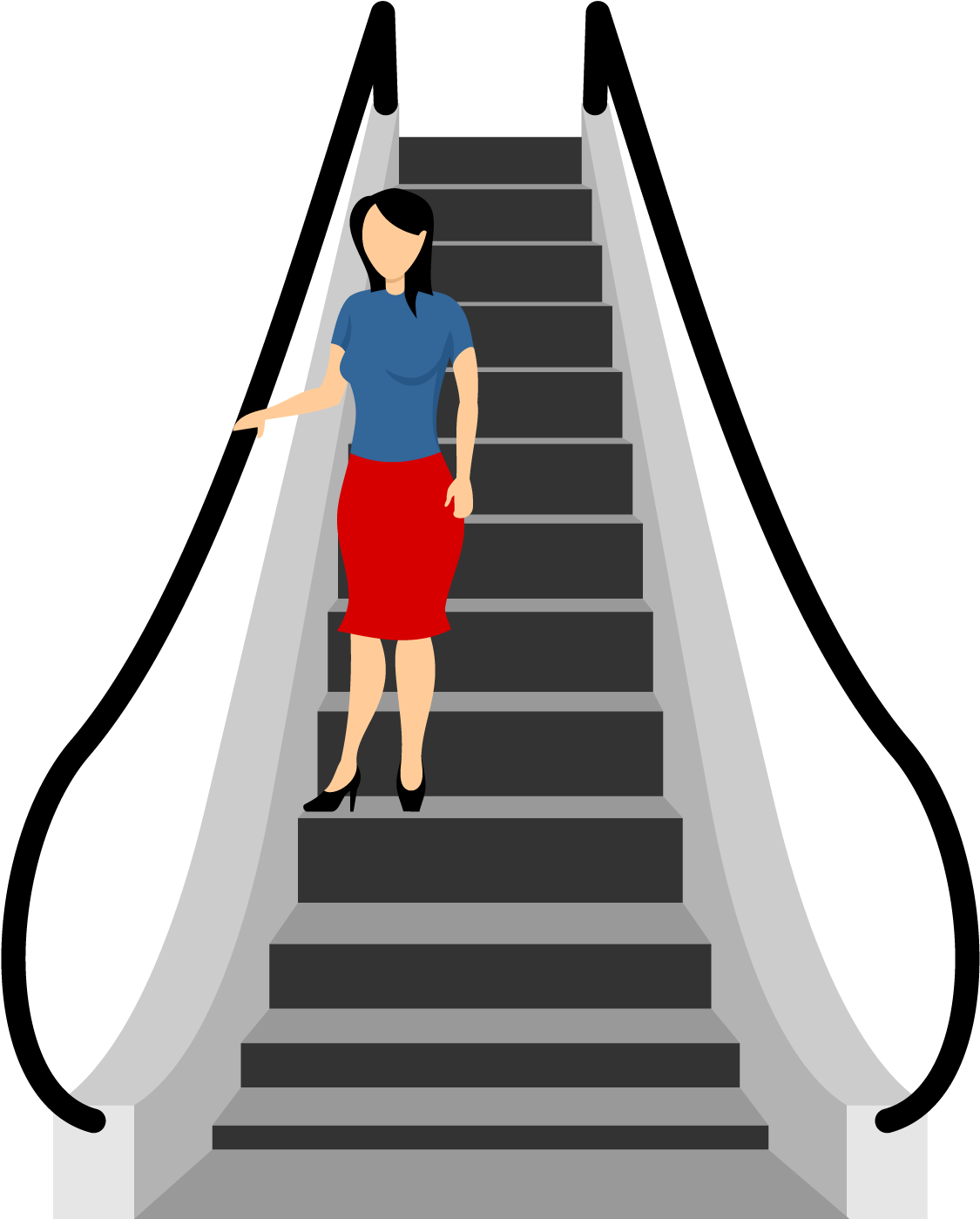 Woman Standingon Escalator PNG