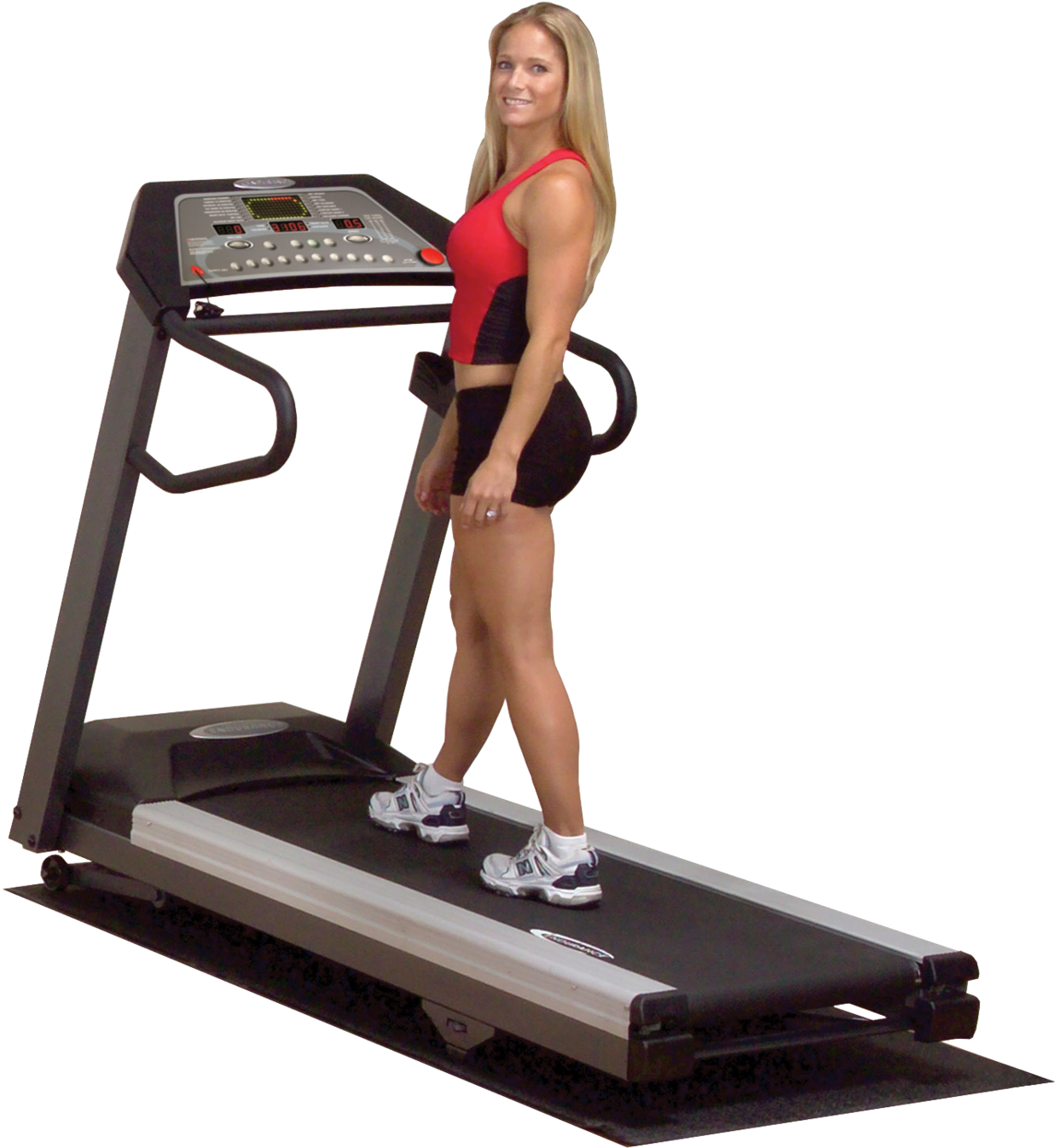 Woman Standingon Treadmill PNG