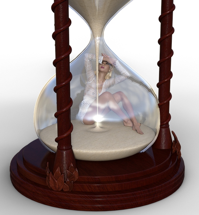 Woman Trapped In Hourglass_ Artistic Concept PNG