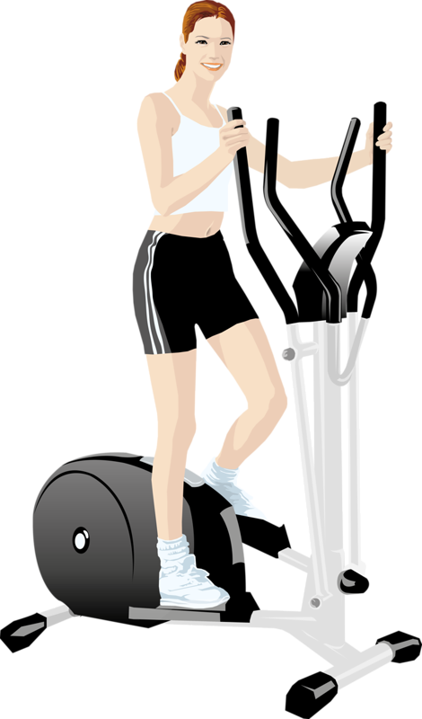Woman Using Elliptical Trainer PNG