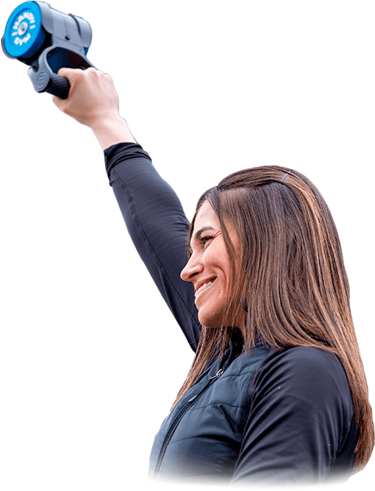 Woman Using Massage Gun PNG