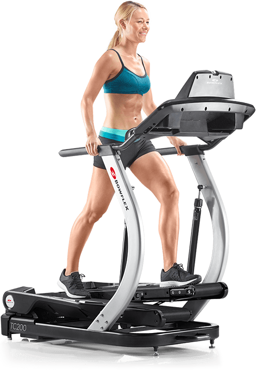 Woman Using Treadclimber Fitness Equipment PNG