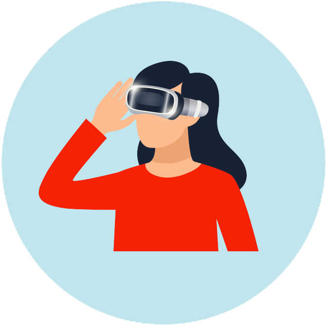 Woman Using Virtual Reality Headset PNG