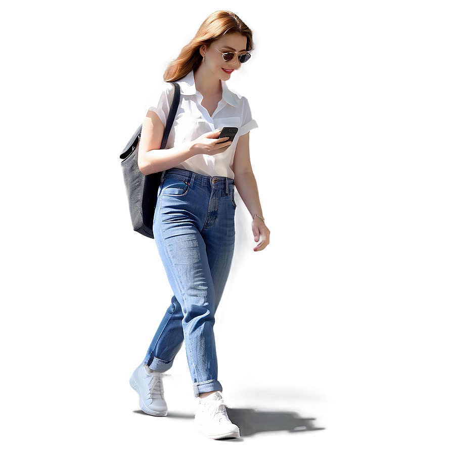 Woman Walking And Texting Png Aiw88 PNG