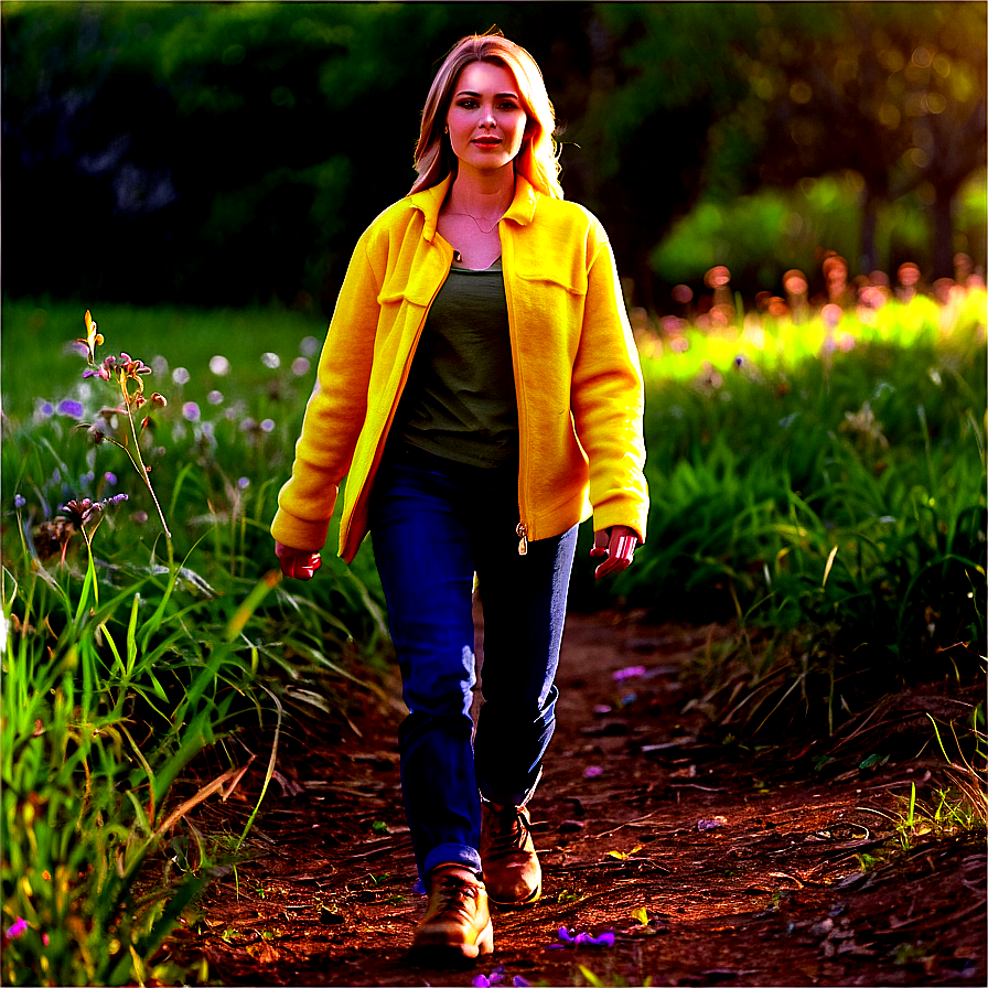 Woman Walking In Nature Png 06132024 PNG