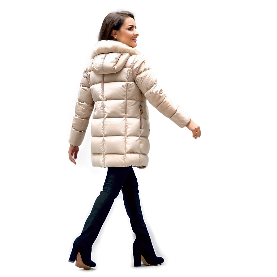 Woman Walking In Winter Coat Png 06132024 PNG