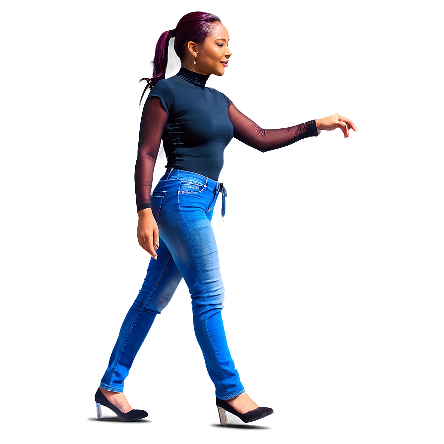 Woman Walking On Road Png Ffd PNG