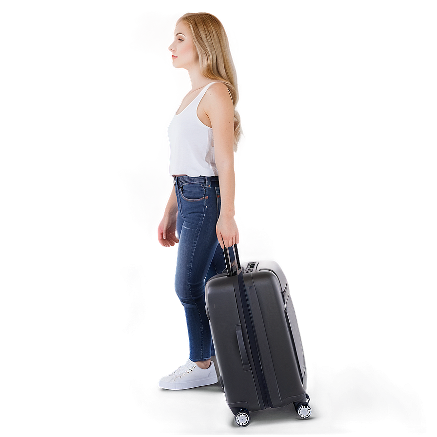 Woman Walking With Luggage Png Rwh15 PNG