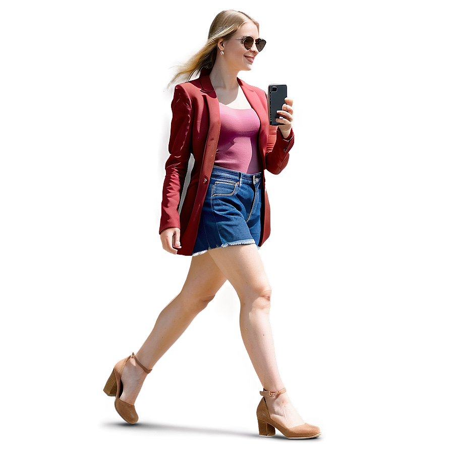 Woman Walking With Phone Png Kan PNG