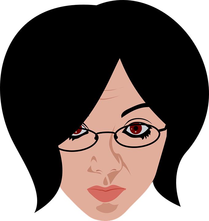 Woman Wearing Red Eyeglasses PNG