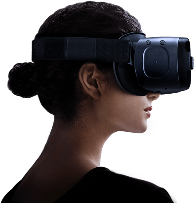 Woman Wearing V R Headset Profile View PNG