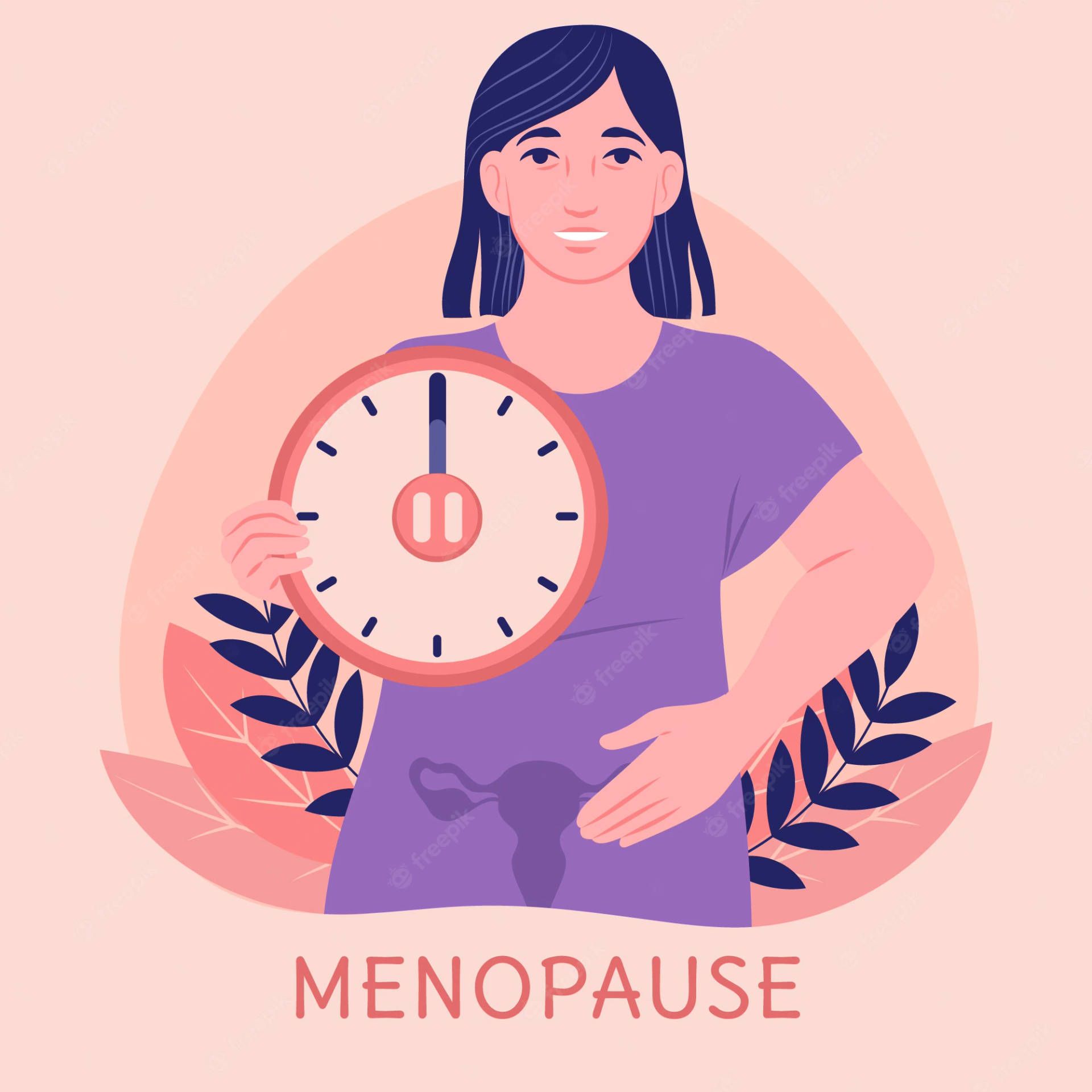 Woman With Clock And Menopause Wallpaper