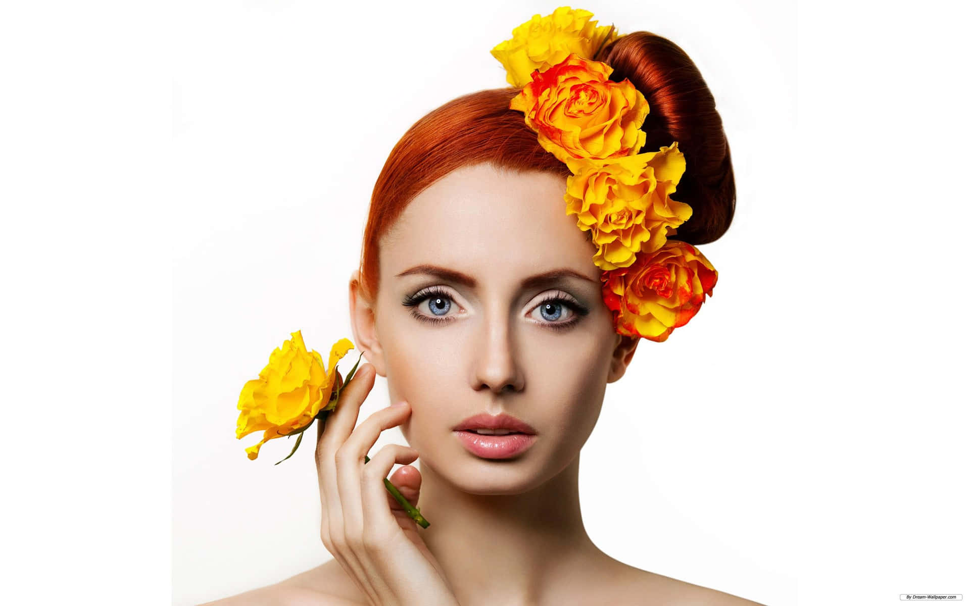 Woman With Flower Hair Style Picture