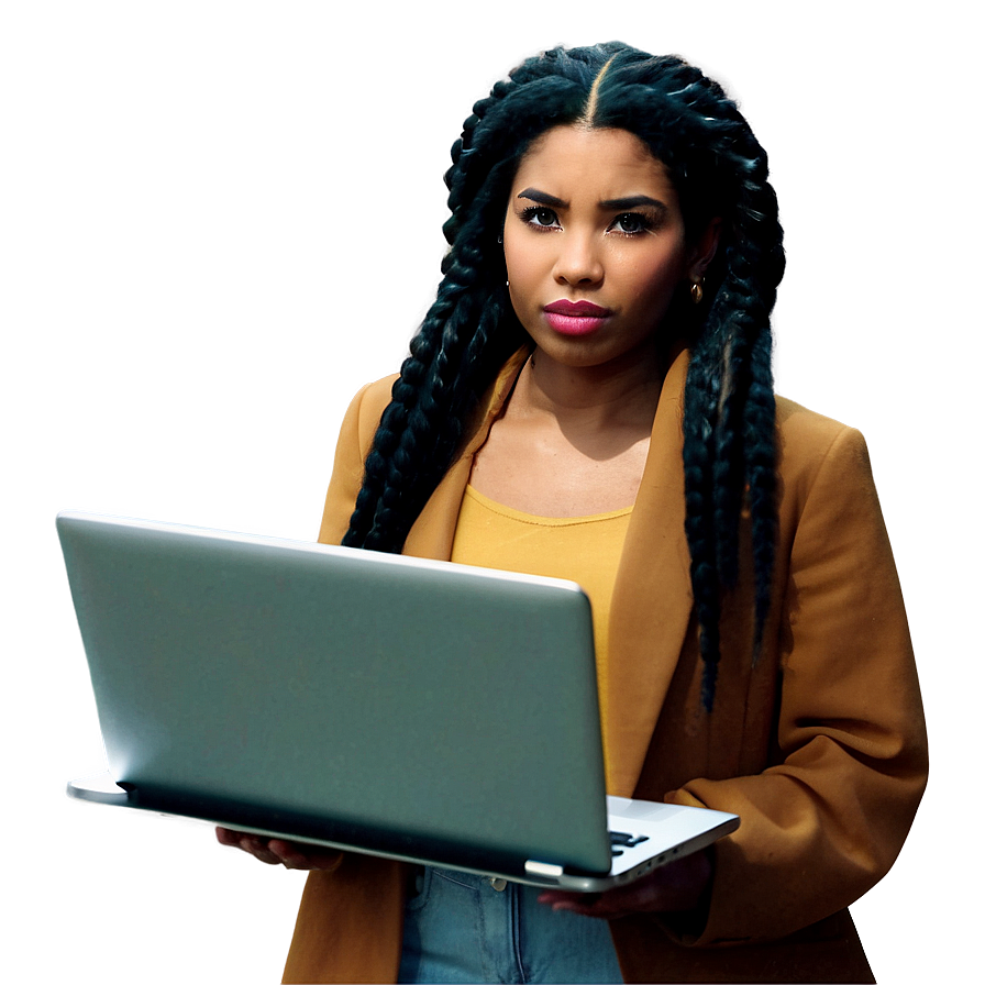 Woman With Laptop Png Swr PNG
