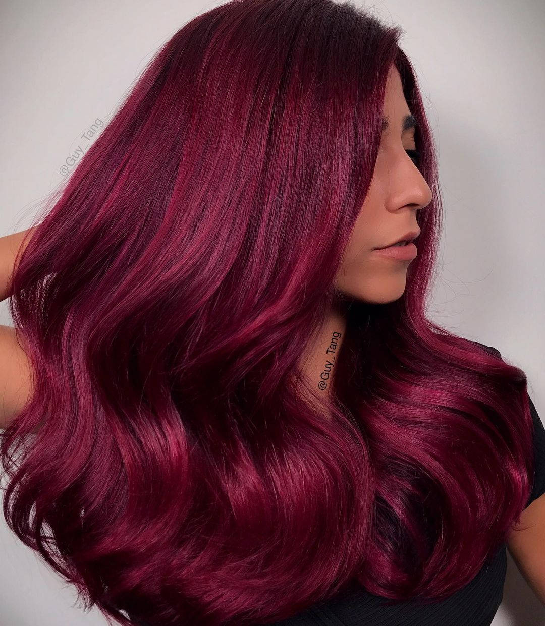 Woman With Magenta Hair Side View Wallpaper