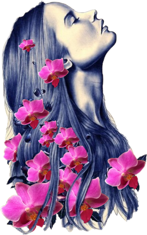 Woman With Orchids In Hair PNG