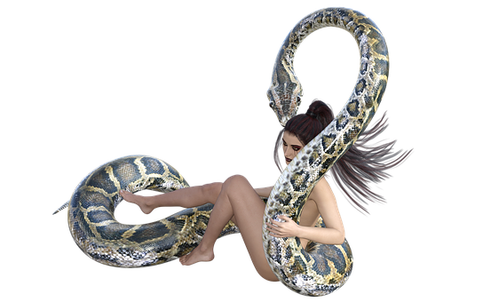 Woman With Python_ Artistic Photography PNG