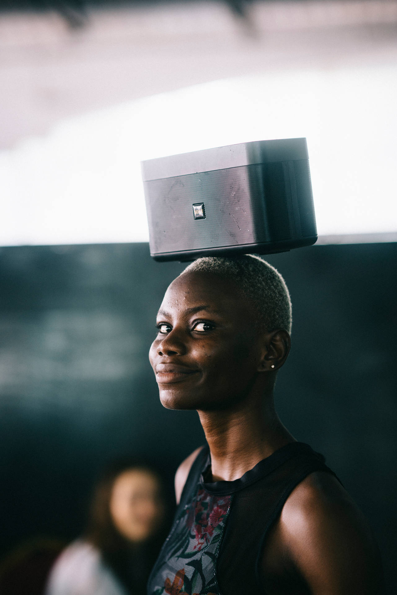 Woman With Stereo On Head In Sierra Leone