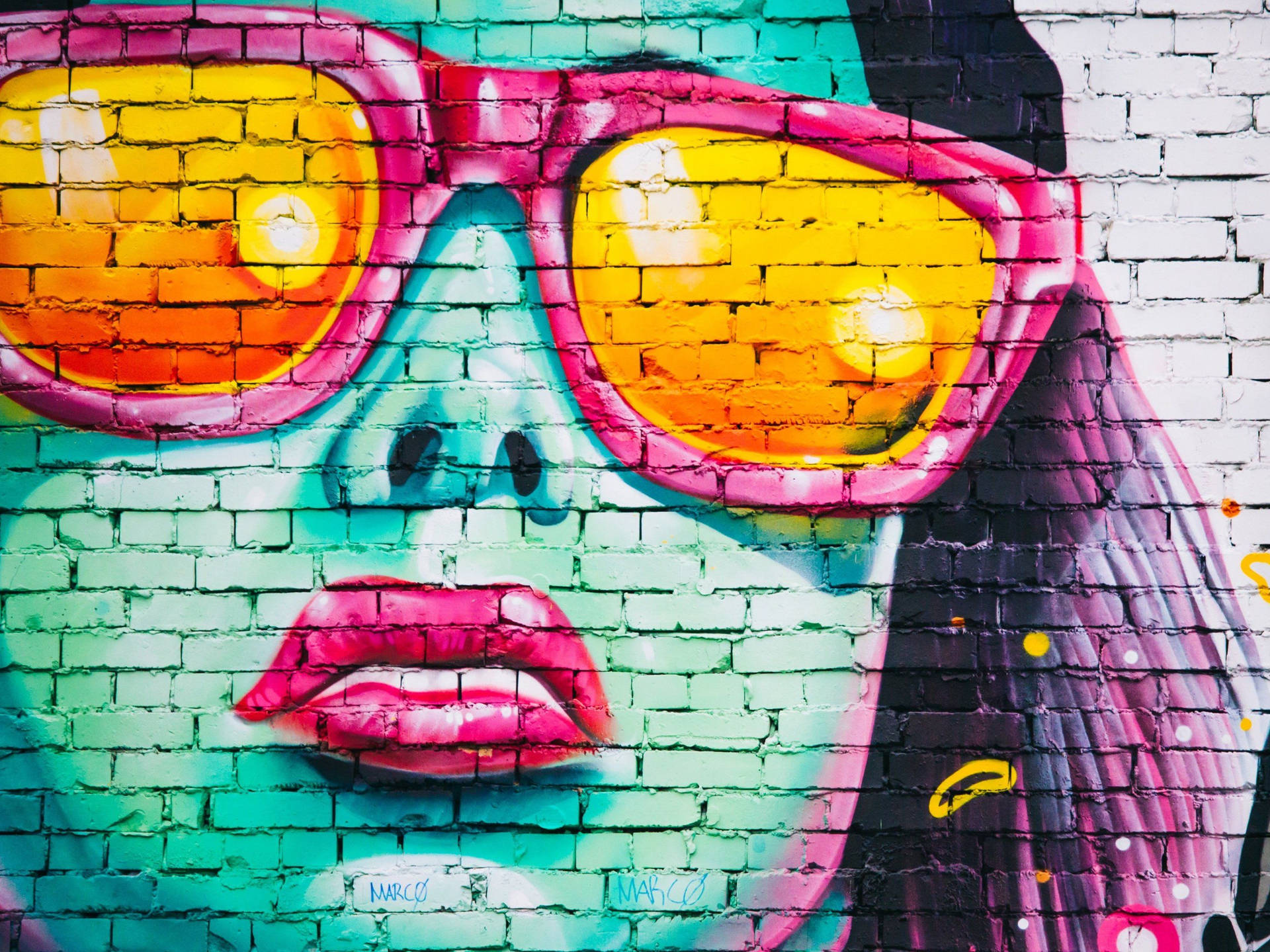 Woman With Sunglasses Graffiti Laptop Background